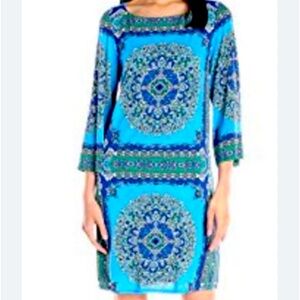 Laundry BY SHELLI SEGAL Bright Blue Beret Ritzy Rivera Stretch Shift Dress Sz 2